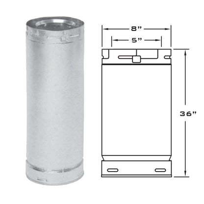 Metal-Fab Sure-Seal Direct Vent 5" x 36" Black Straight Length Pipe