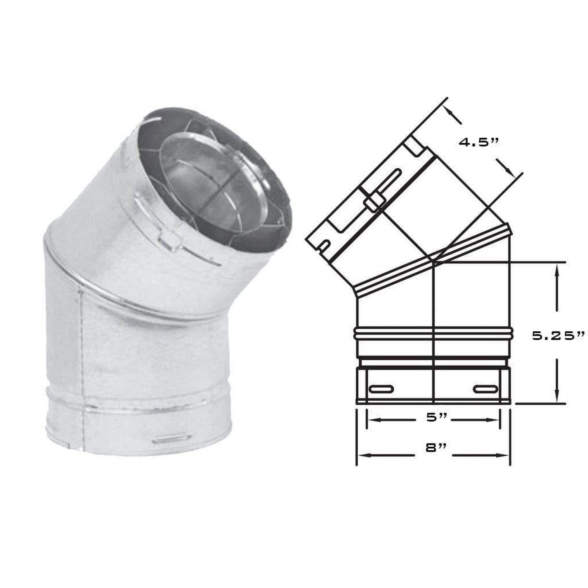 Metal-Fab Sure-Seal Direct Vent 5" x 45 Degree Black Swivel Elbow