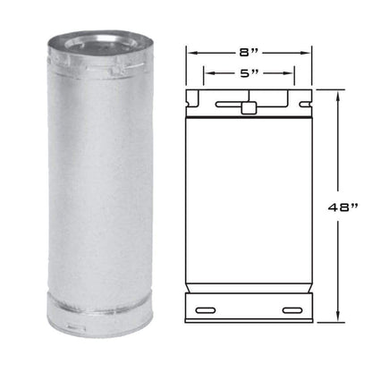 Metal-Fab Sure-Seal Direct Vent 5" x 48" Black Straight Length Pipe