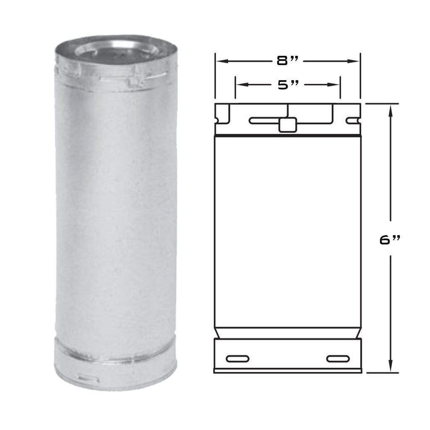 Metal-Fab Sure-Seal Direct Vent 5" x 6" Black Straight Length Pipe