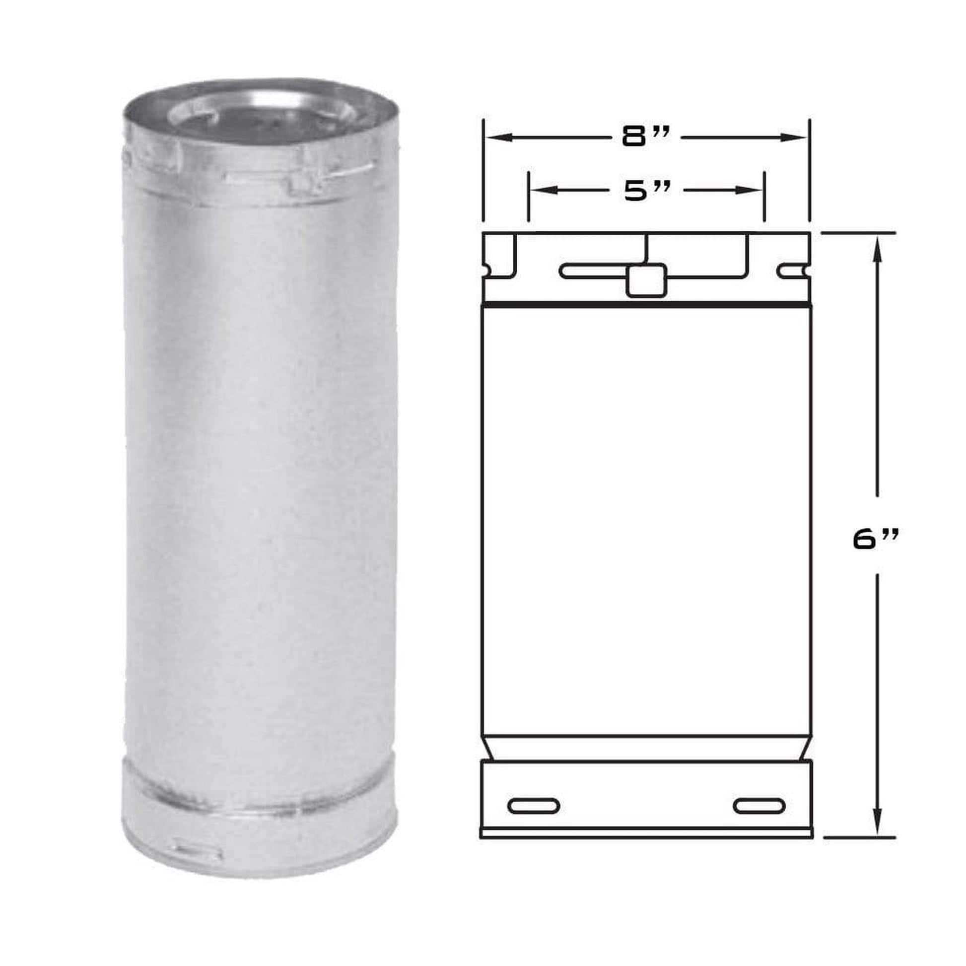 Metal-Fab Sure-Seal Direct Vent 5" x 6" Black Straight Length Pipe