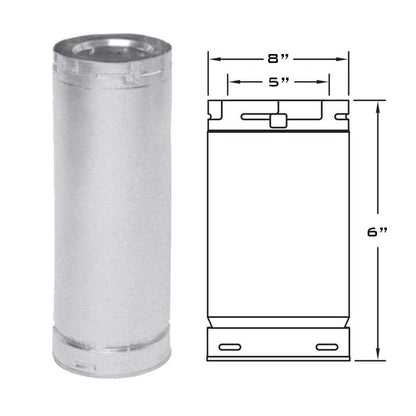 Metal-Fab Sure-Seal Direct Vent 5" x 6" Black Straight Length Pipe