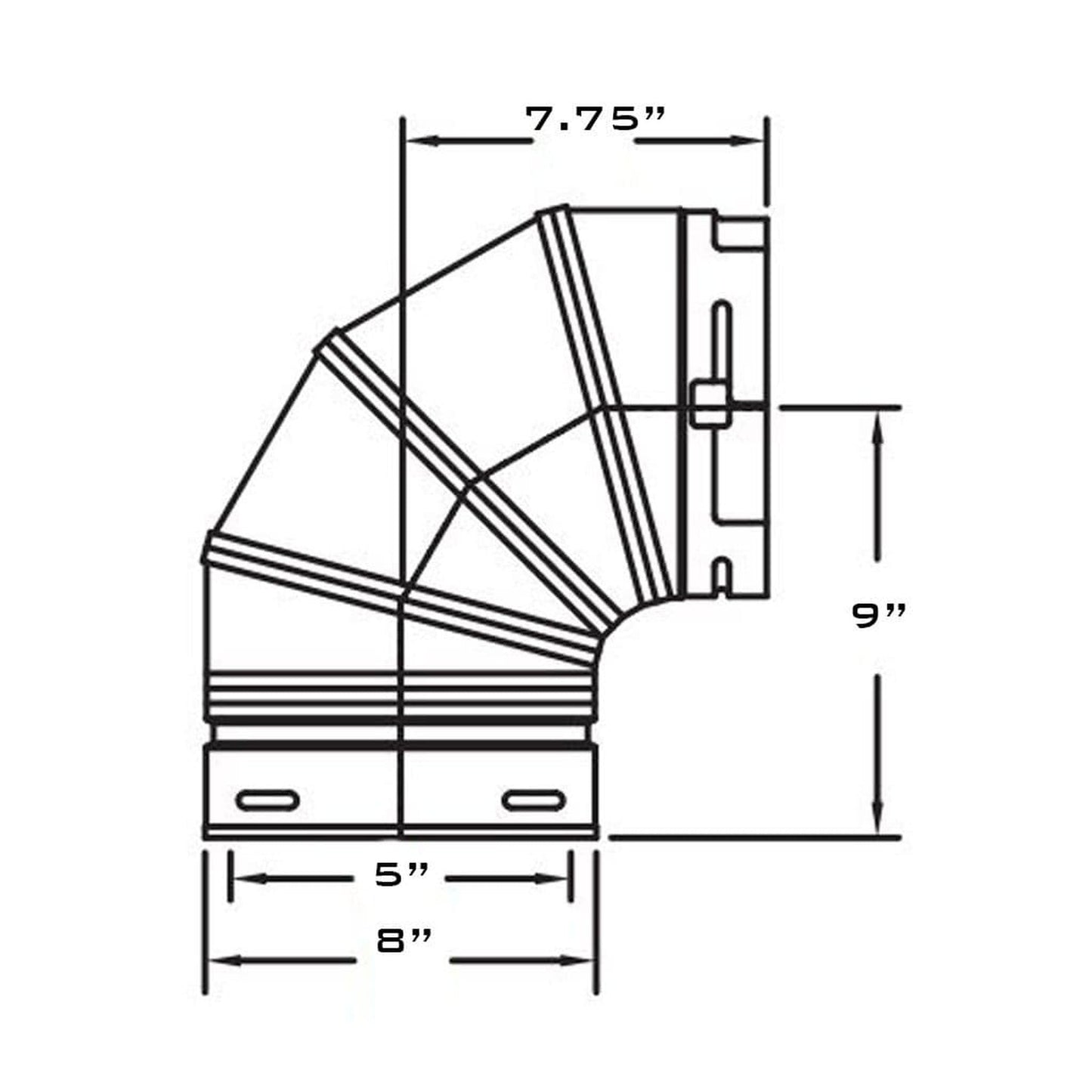 Metal-Fab Sure-Seal Direct Vent 5" x 90 Degree Black Swivel Elbow