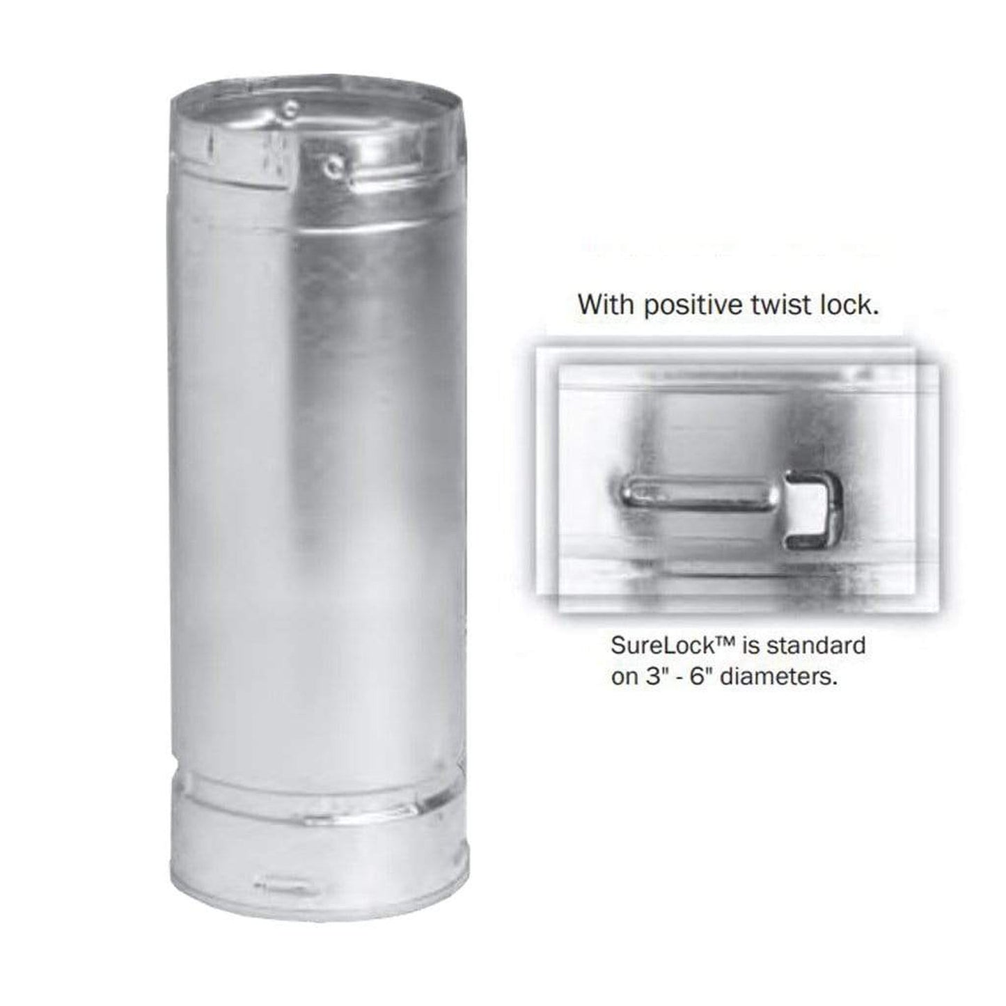 Metal-Fab Type B-Vent 12" x 12" Chimney Length Pipe