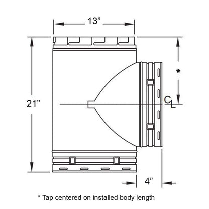 Metal-Fab Type B-Vent 12" x 21" Standard Tee