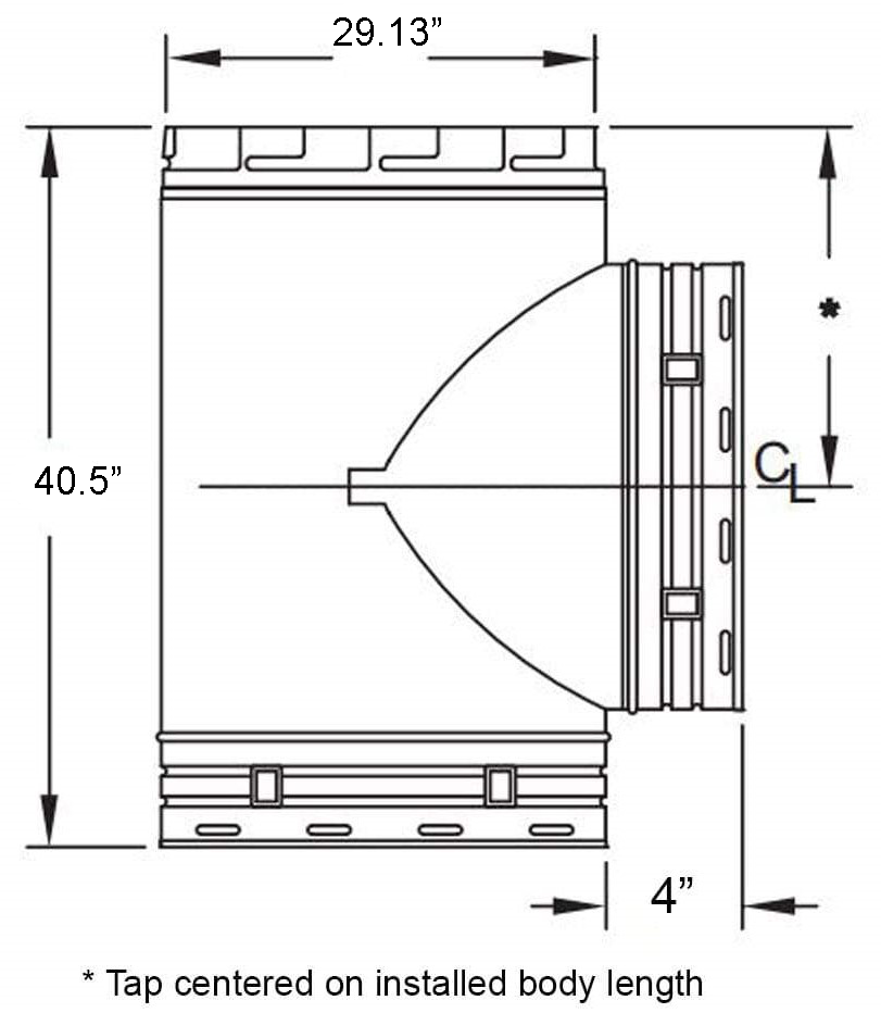 Metal-Fab Type B-Vent 28" x 40" Standard Tee