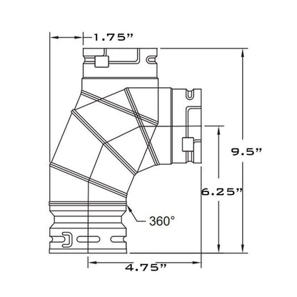 Metal-Fab Type B-Vent 3" Diameter x 90 Degree Adjustable Elbow