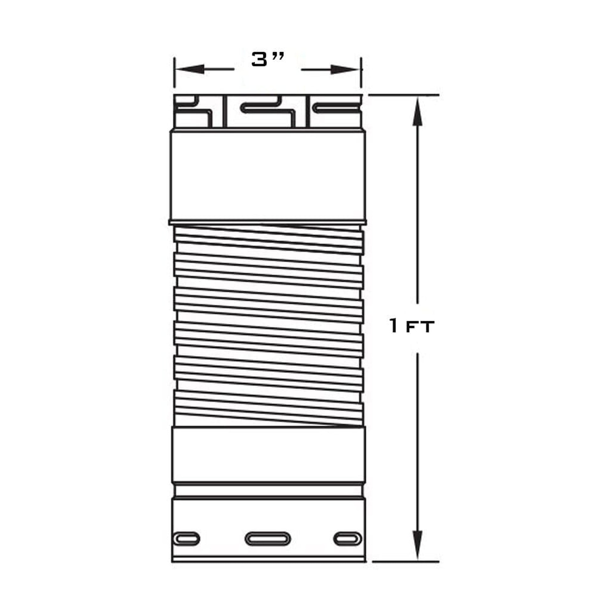 Metal-Fab Type B-Vent 3" x 12" Single Wall Flex Connector