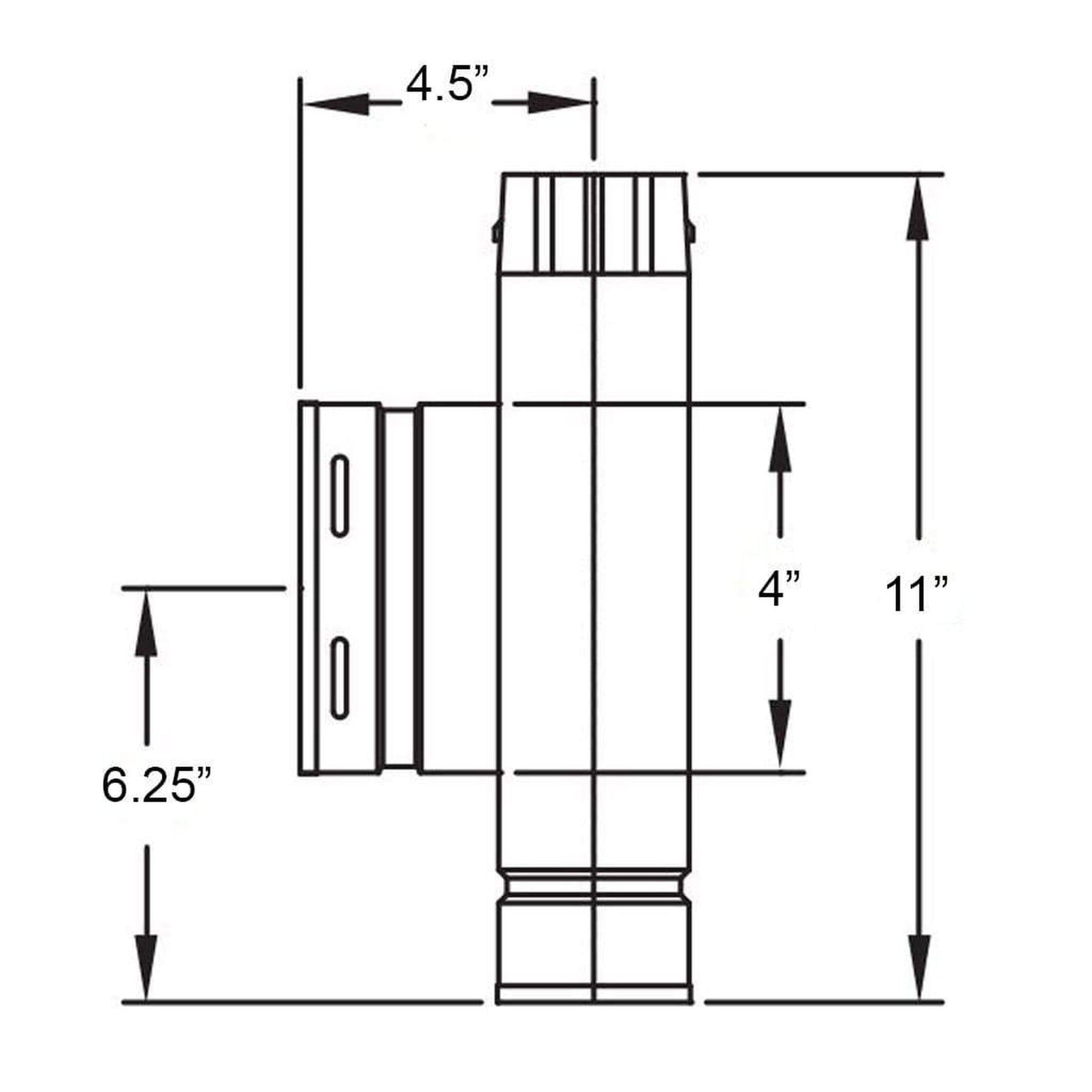 Metal-Fab Type B-Vent 4" Diameter Oval Standard Tee