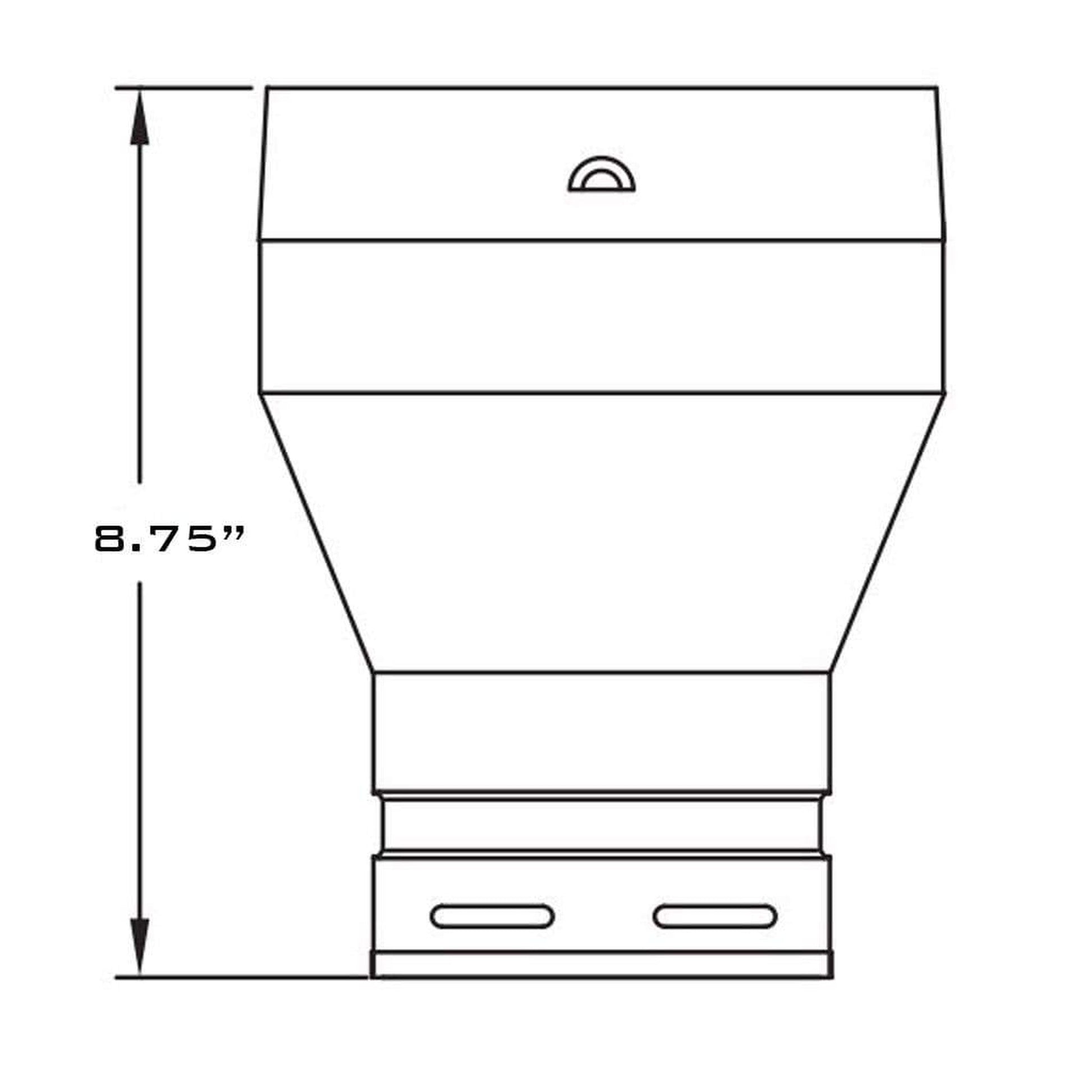 Metal-Fab Type B-Vent 4" Diameter Round to Oval Adapter