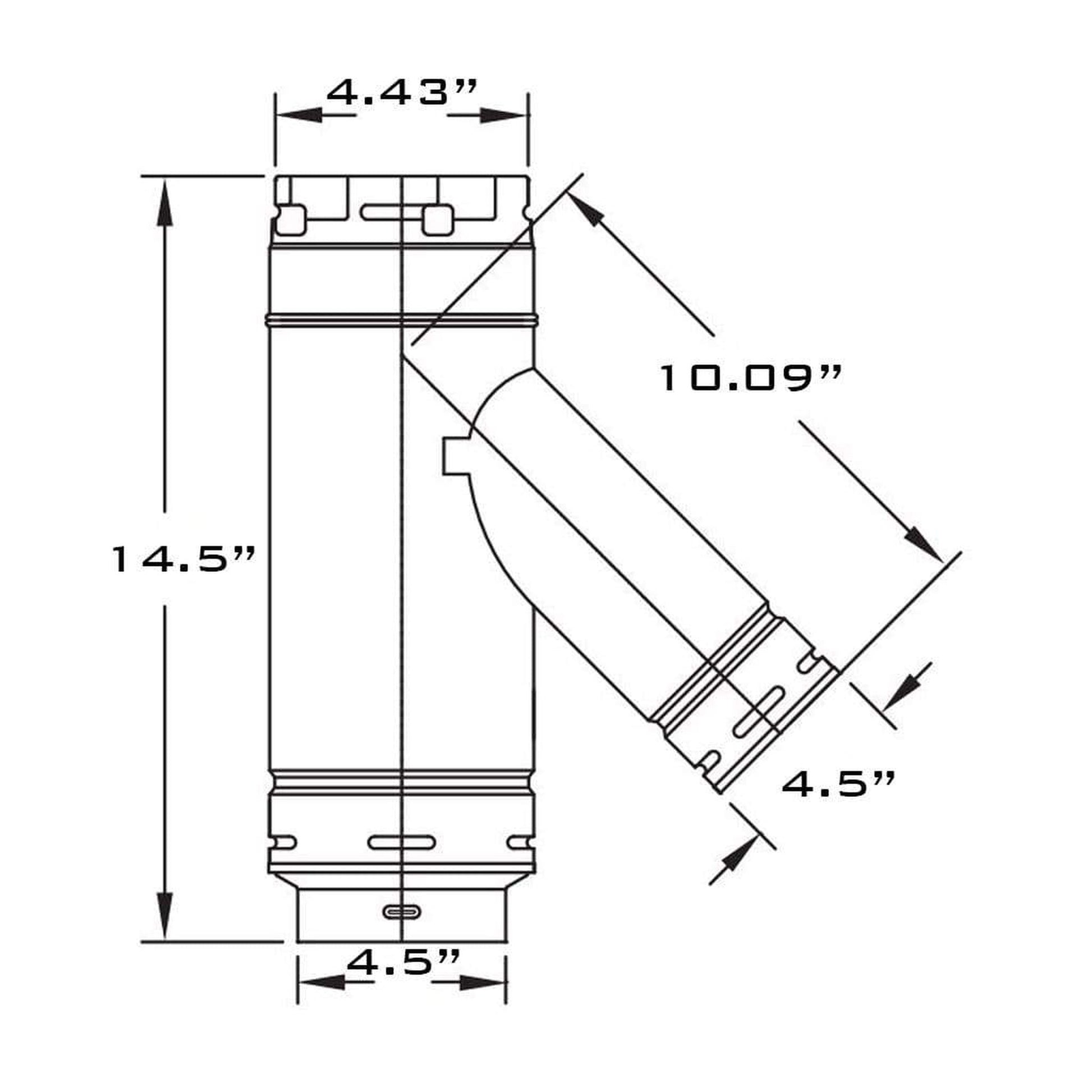 Metal-Fab Type B-Vent 4" x 4" x 4" Swivel Wye