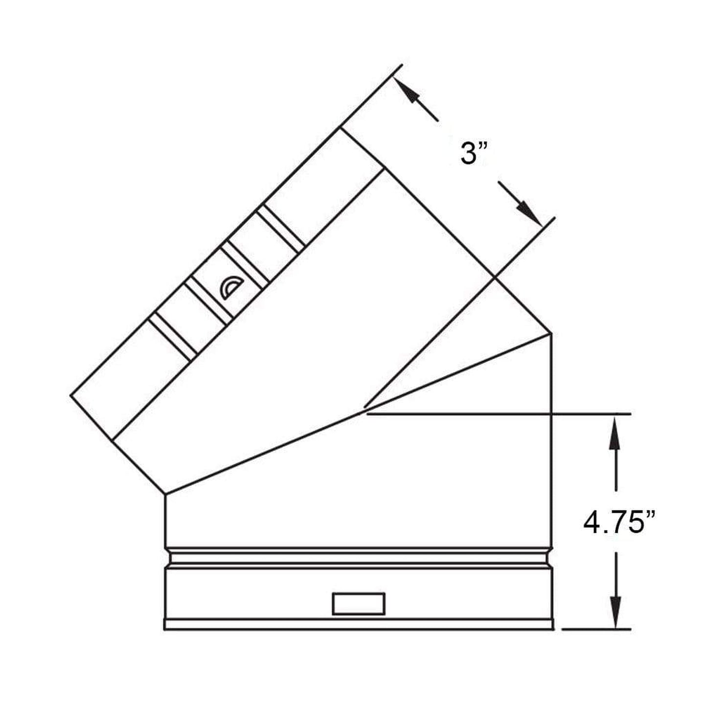 Metal-Fab Type B-Vent 4" x 45 Degree Oval Flat Fixed Angle