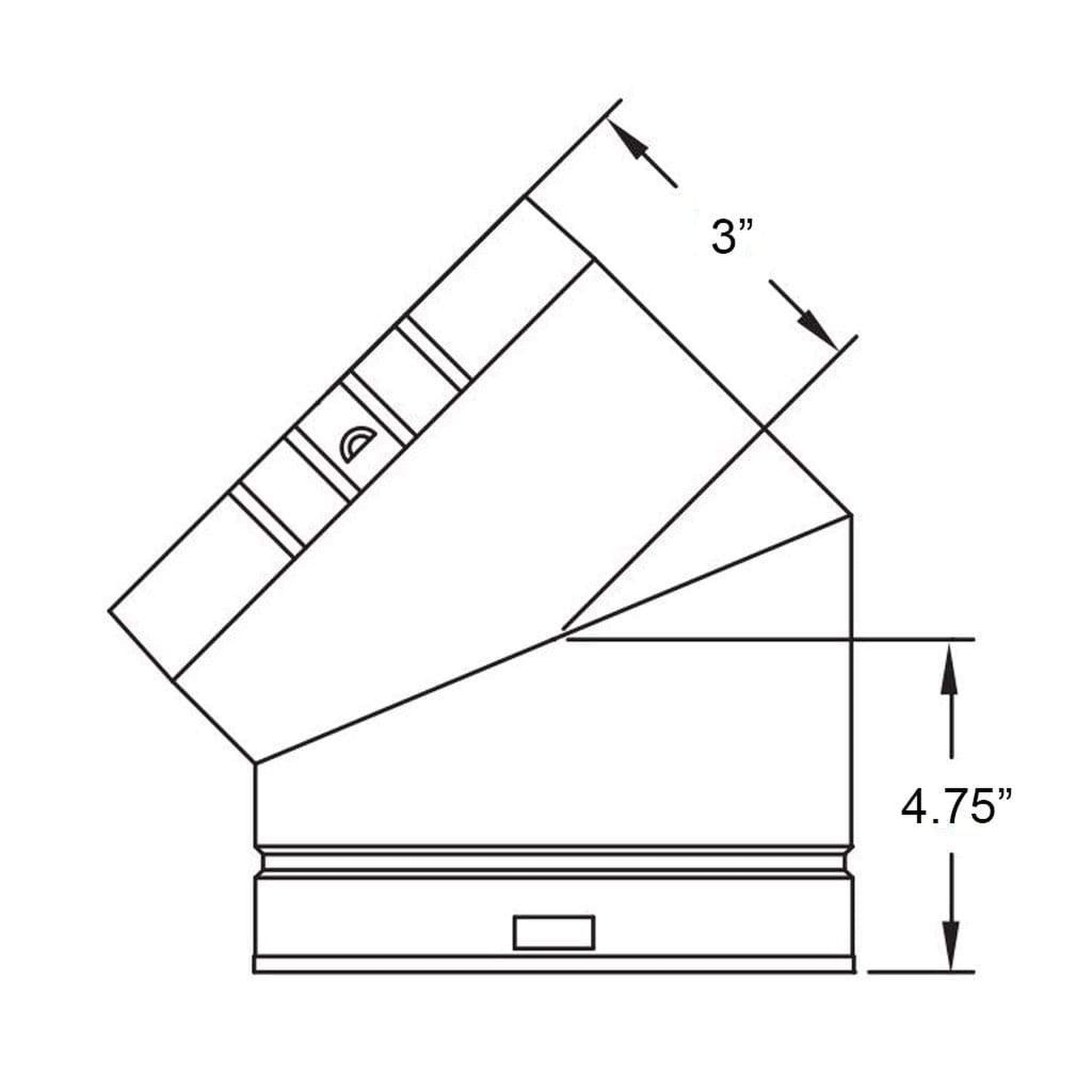 Metal-Fab Type B-Vent 4" x 45 Degree Oval Flat Fixed Angle