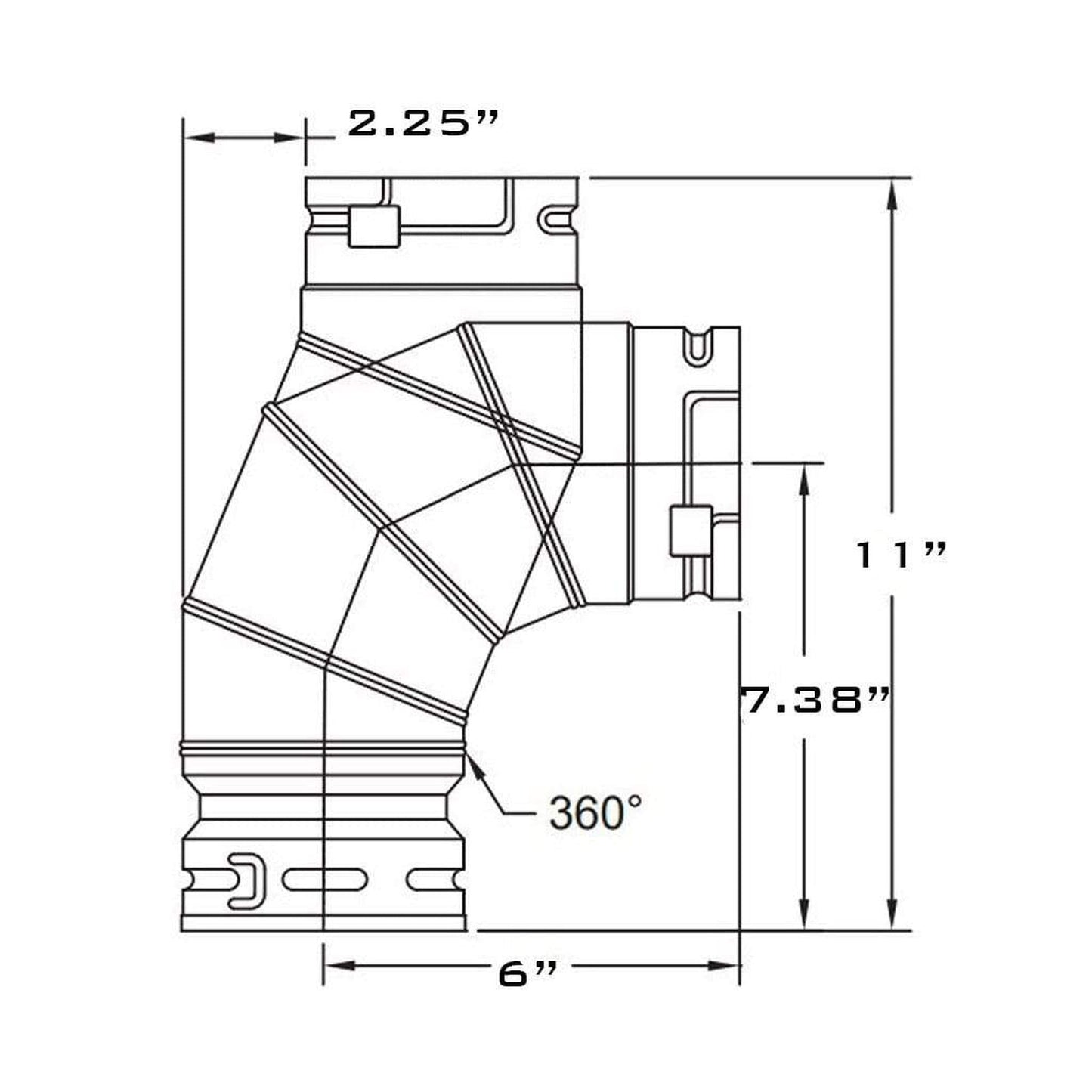 Metal-Fab Type B-Vent 5" Diameter x 90 Degree Adjustable Elbow