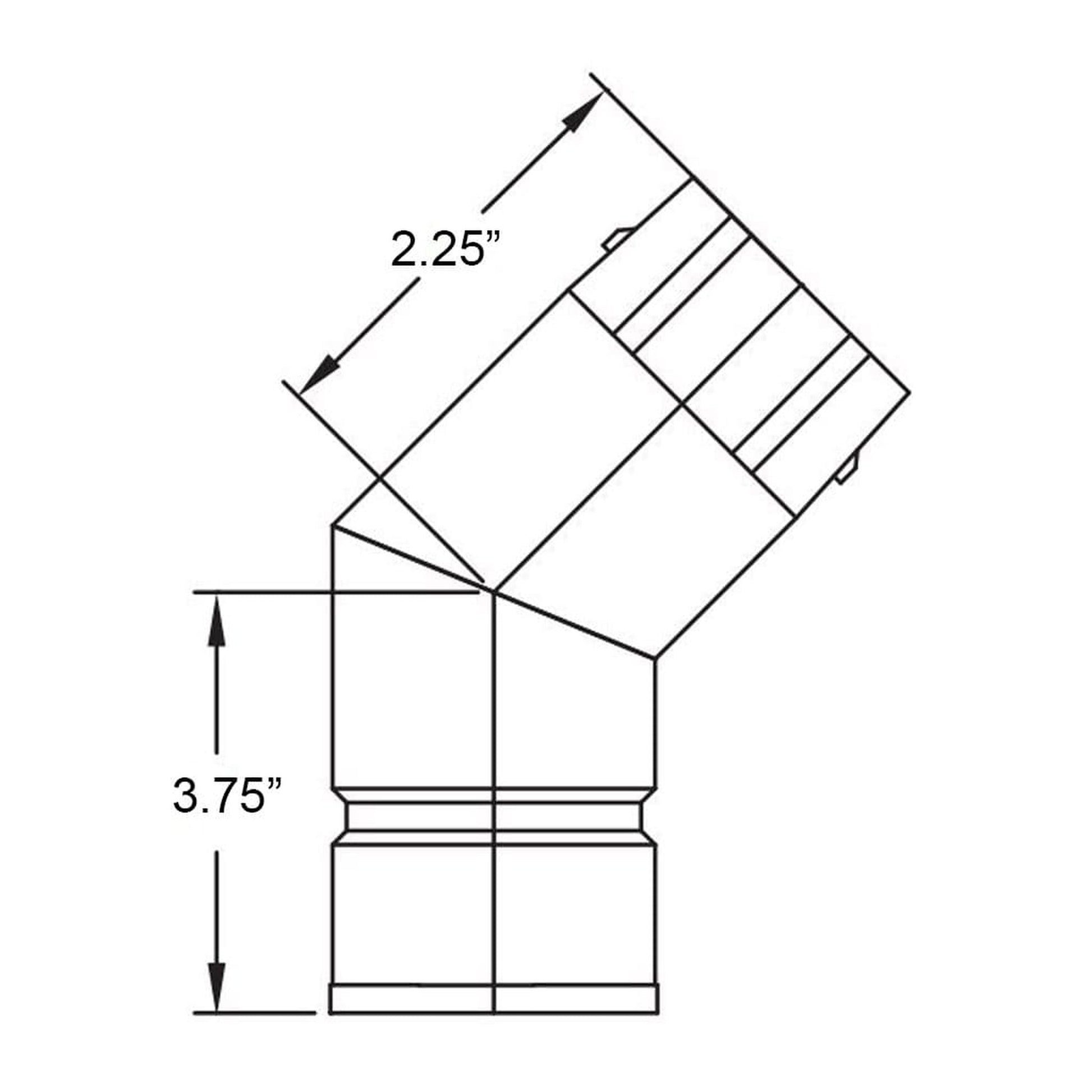Metal-Fab Type B-Vent 5" x 45 Degree Oval Standard Fixed Angle