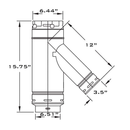 Metal-Fab Type B-Vent 6" x 6" x 3" Swivel Wye