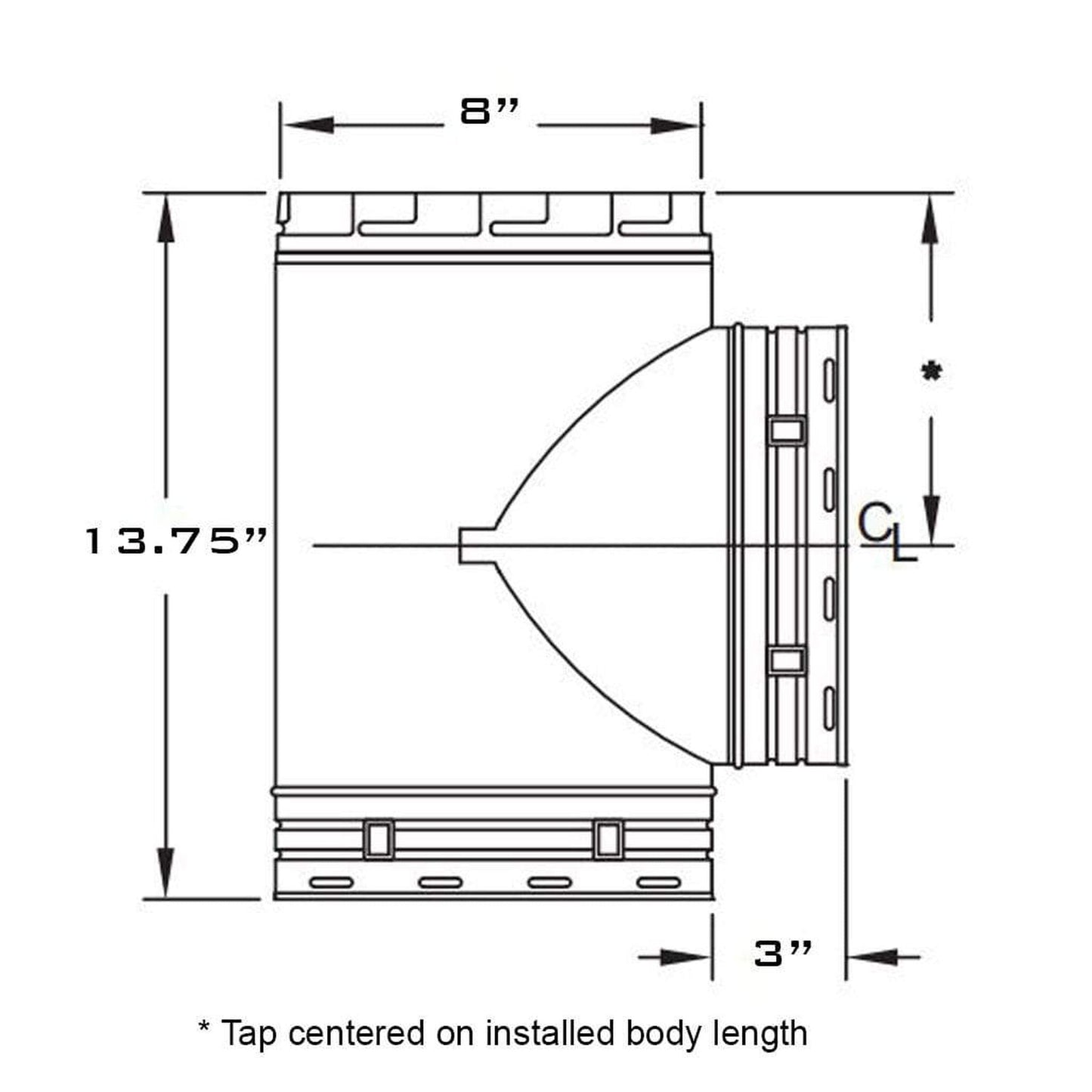 Metal-Fab Type B-Vent 7" x 14" Standard Tee