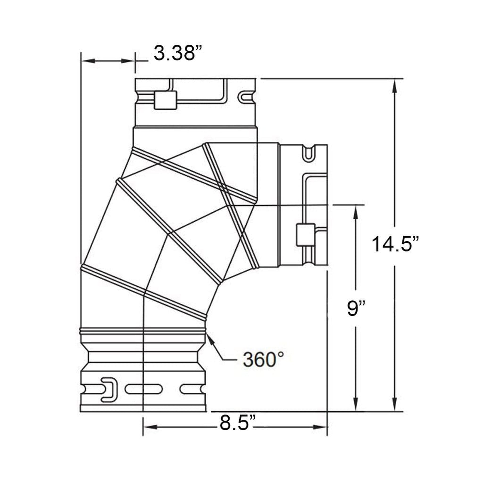 Metal-Fab Type B-Vent 8" Diameter x 90 Degree Adjustable Elbow