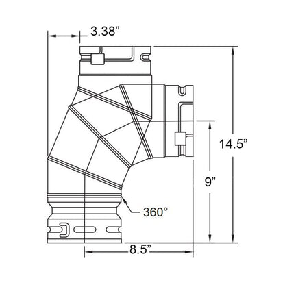 Metal-Fab Type B-Vent 8" Diameter x 90 Degree Adjustable Elbow