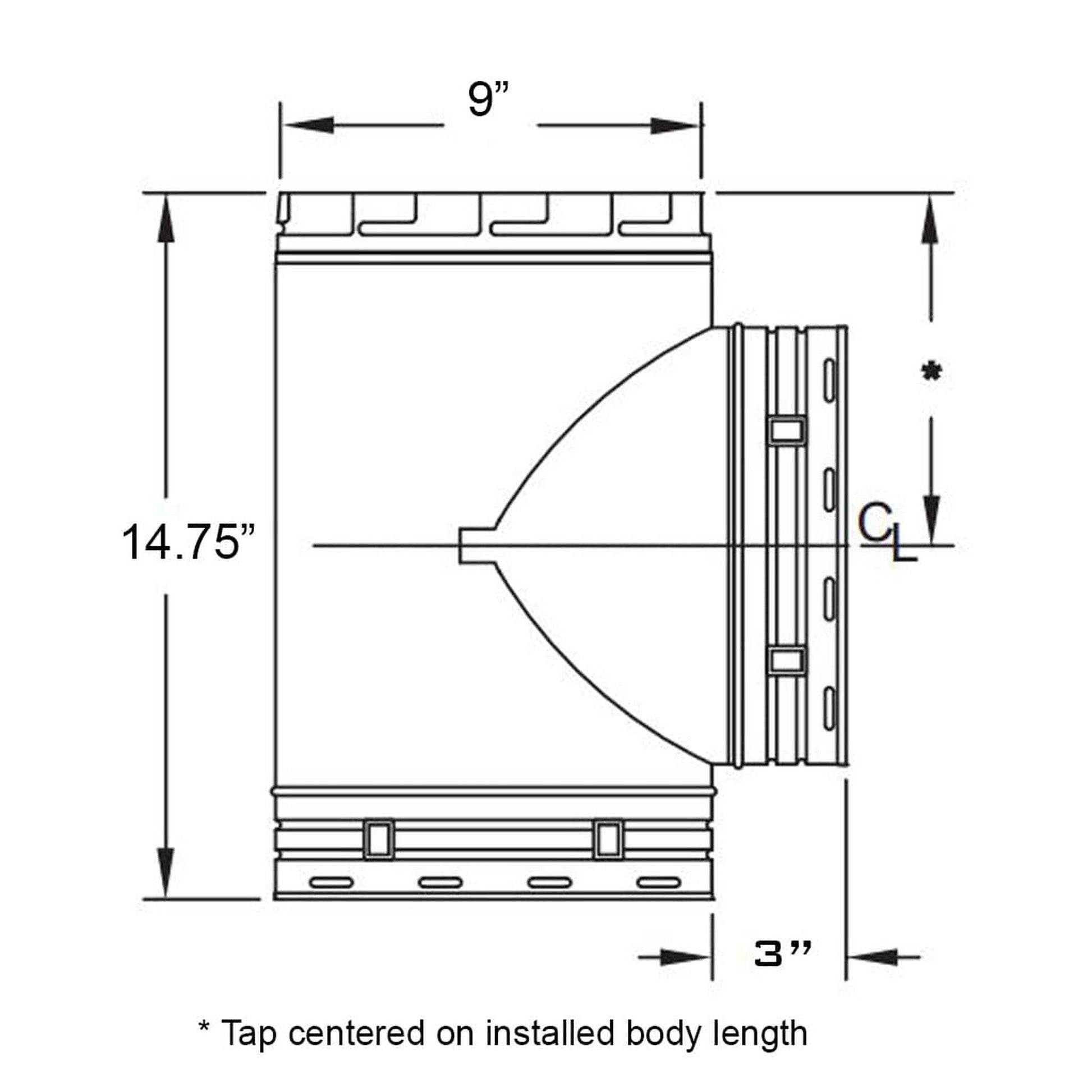 Metal-Fab Type B-Vent 8" x 15" Standard Tee