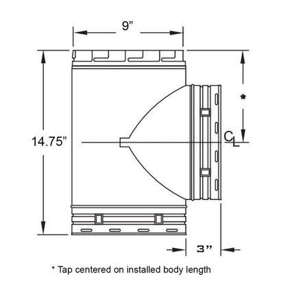 Metal-Fab Type B-Vent 8" x 15" Standard Tee