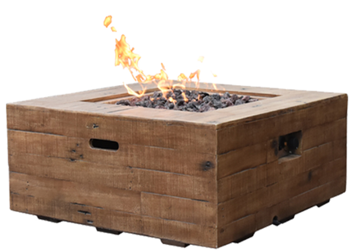 Modeno 34" Liquid Propane Square Redwood Concrete Propane Fire Table