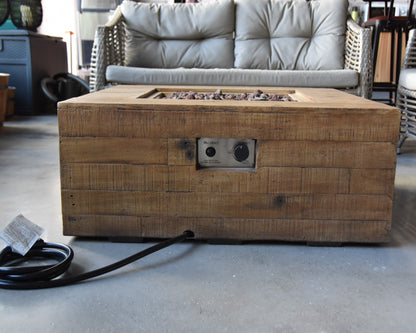 Modeno 34" Liquid Propane Square Redwood Concrete Propane Fire Table