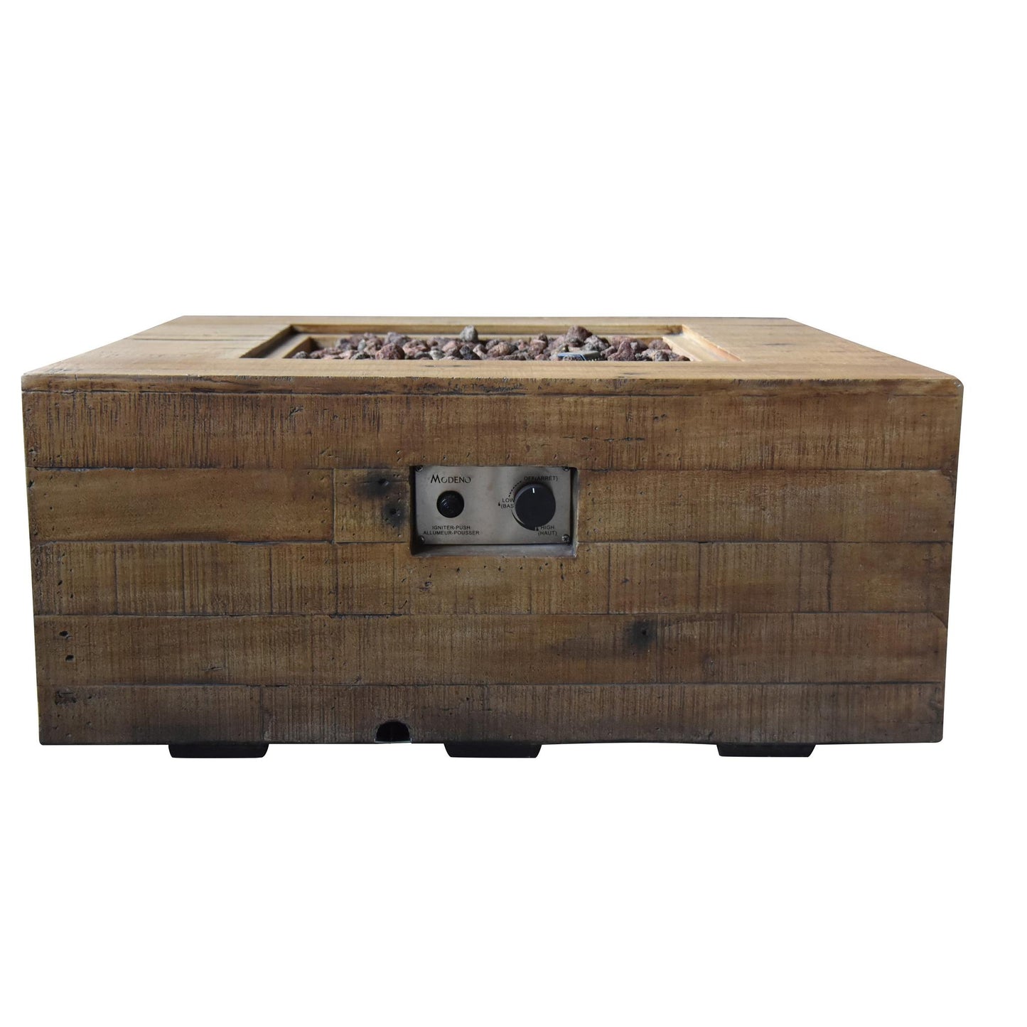 Modeno 34" Natural Gas Square Redwood Concrete Natural Gas Fire Table