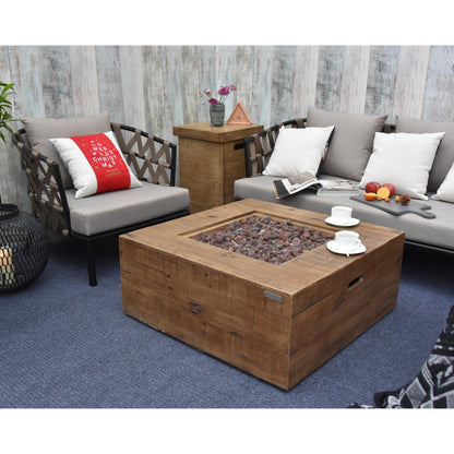 Modeno 34" Natural Gas Square Redwood Concrete Natural Gas Fire Table