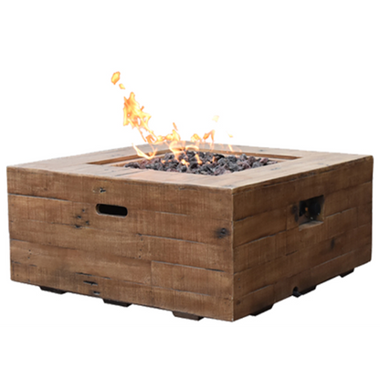 Modeno 34" Natural Gas Square Redwood Concrete Natural Gas Fire Table