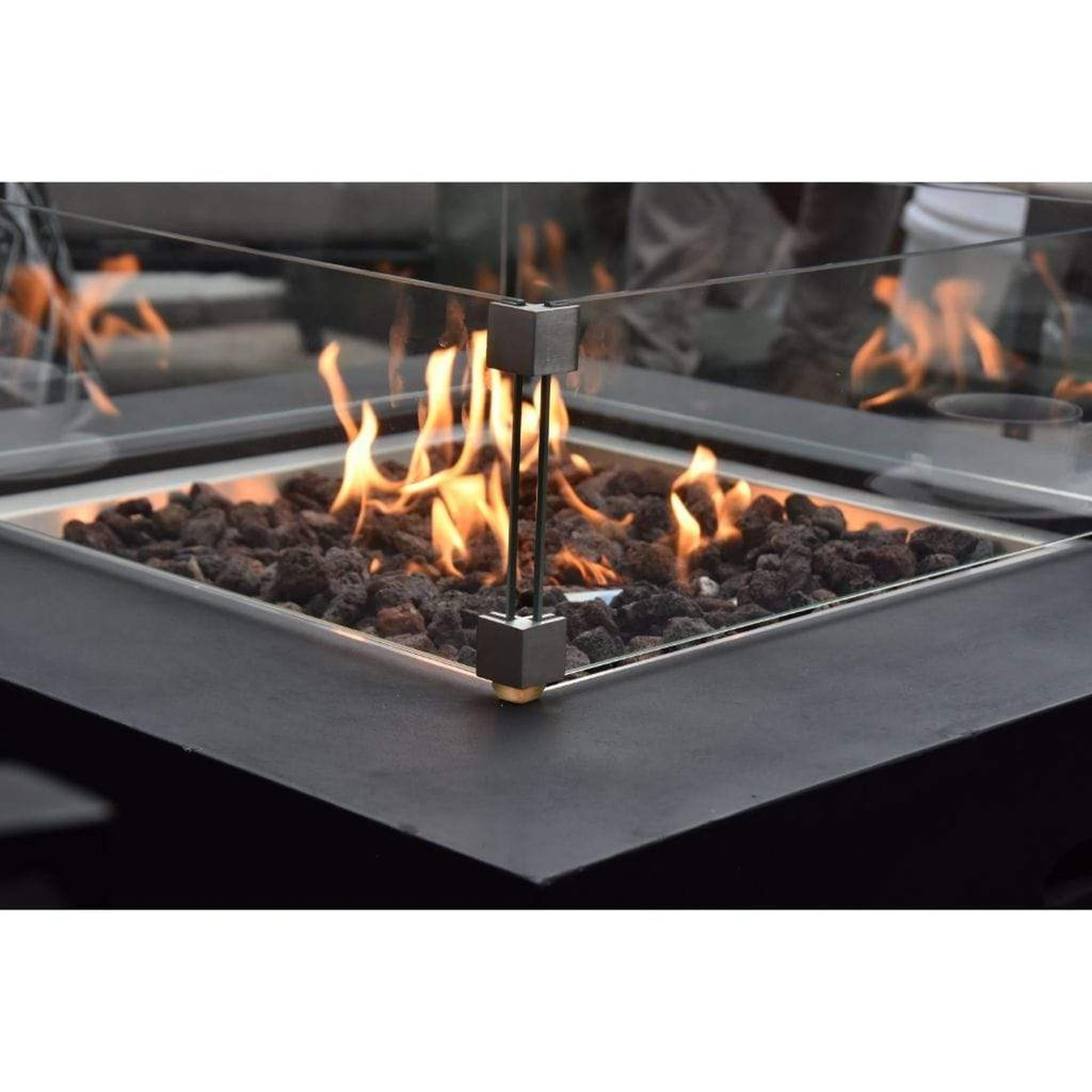 Modeno Aurora 34" Black Rectangle Concrete Liquid Propane Fire Table