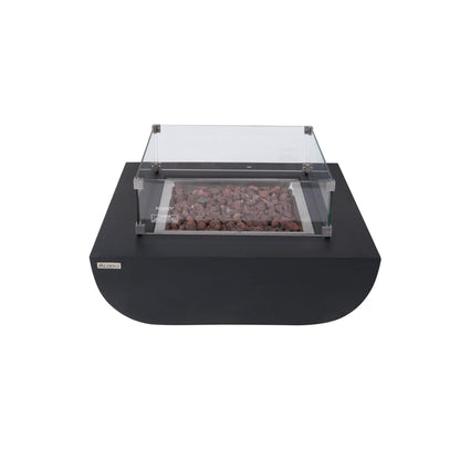Modeno Aurora 34" Black Rectangle Concrete Liquid Propane Fire Table