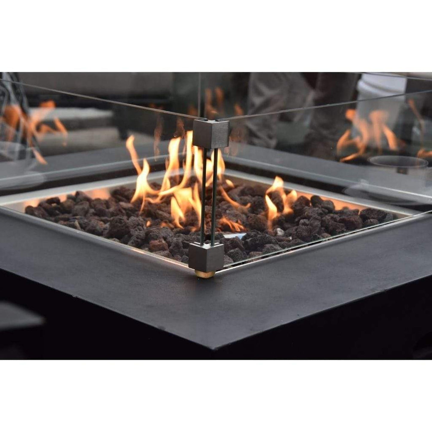 Modeno Aurora 34" Black Rectangle Concrete Natural Gas Fire Table