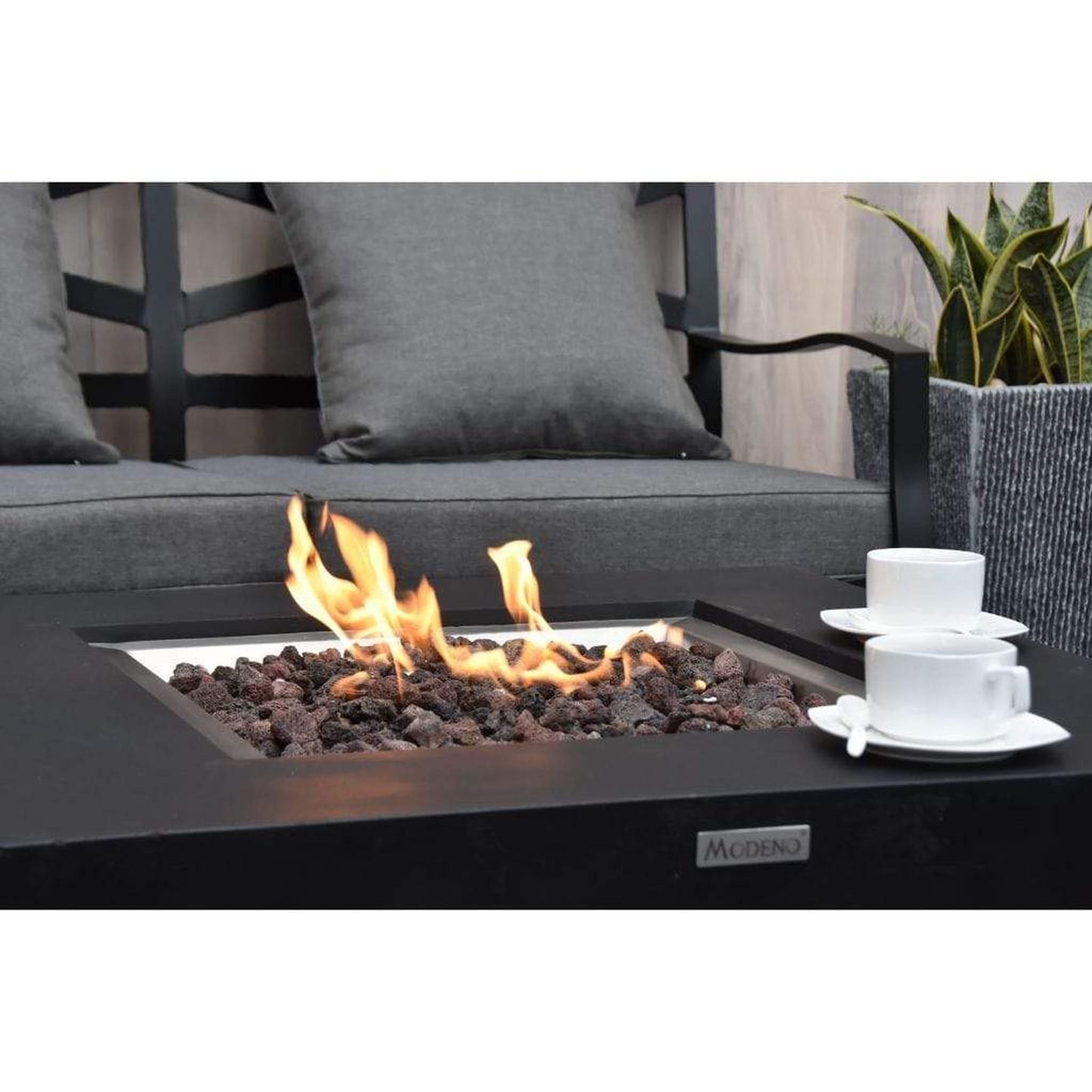 Modeno Aurora 34" Black Rectangle Concrete Natural Gas Fire Table
