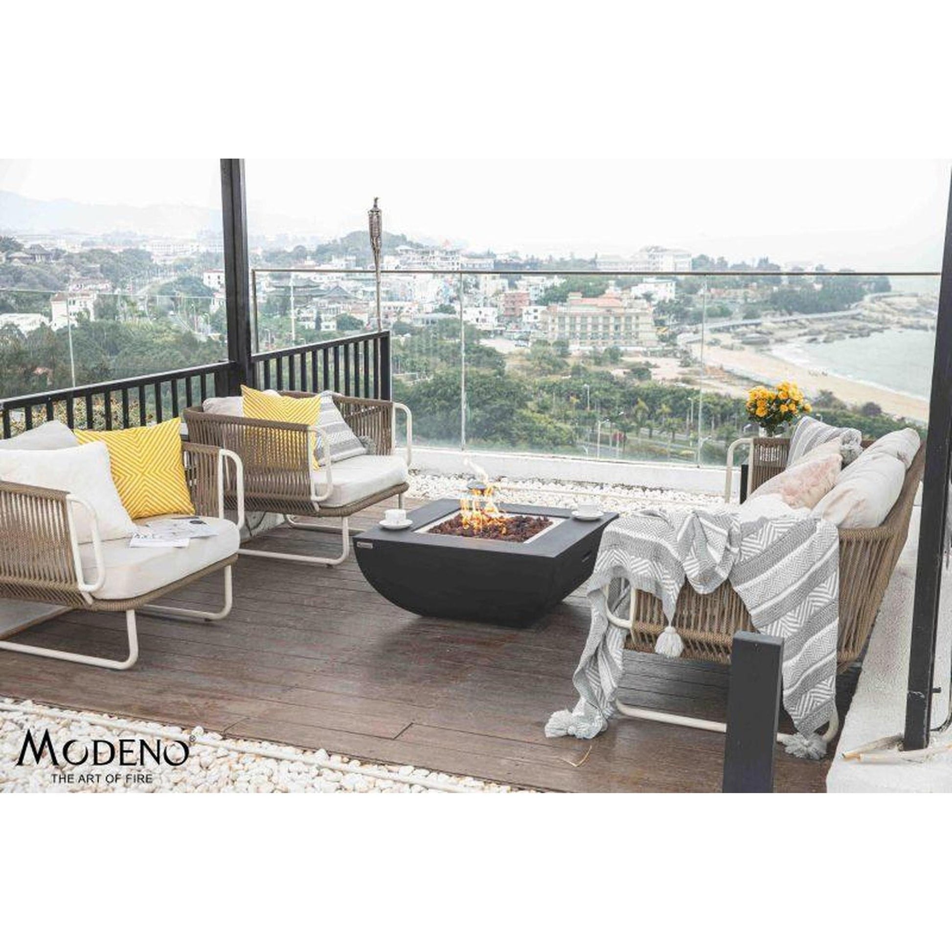 Modeno Aurora 34" Black Rectangle Concrete Natural Gas Fire Table