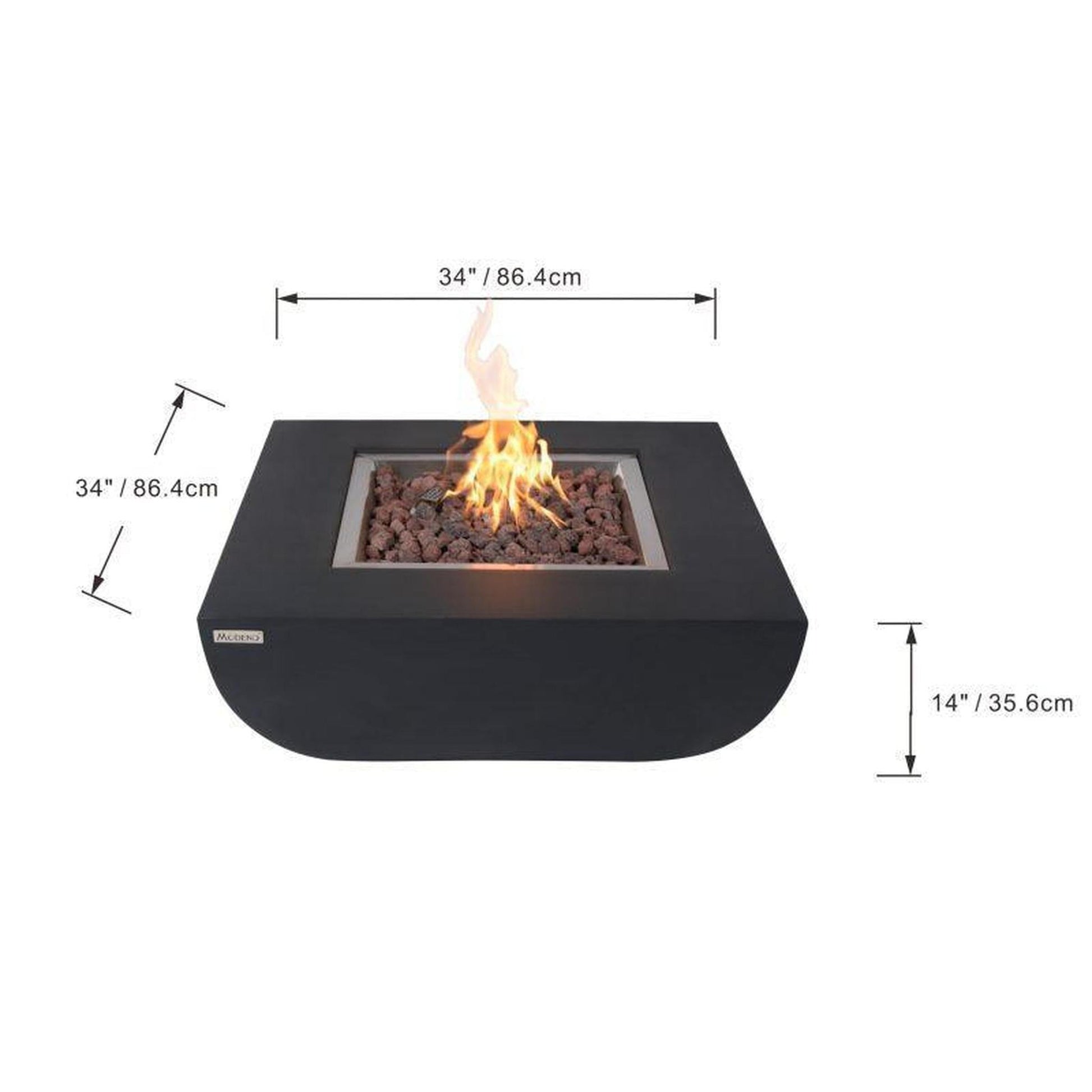 Modeno Aurora 34" Black Rectangle Concrete Natural Gas Fire Table