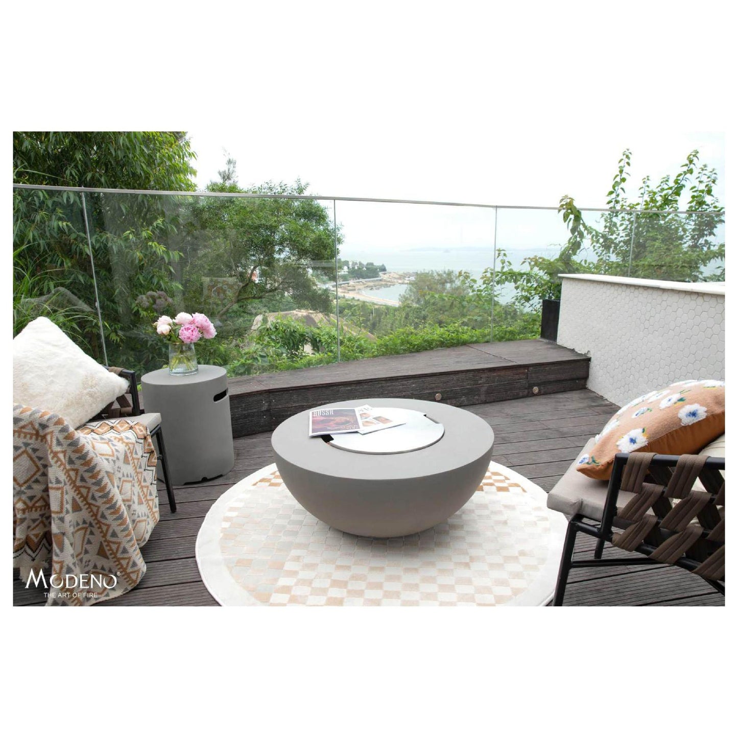 Modeno Fire Roca 34" Round Concrete Liquid Propane Fire Table