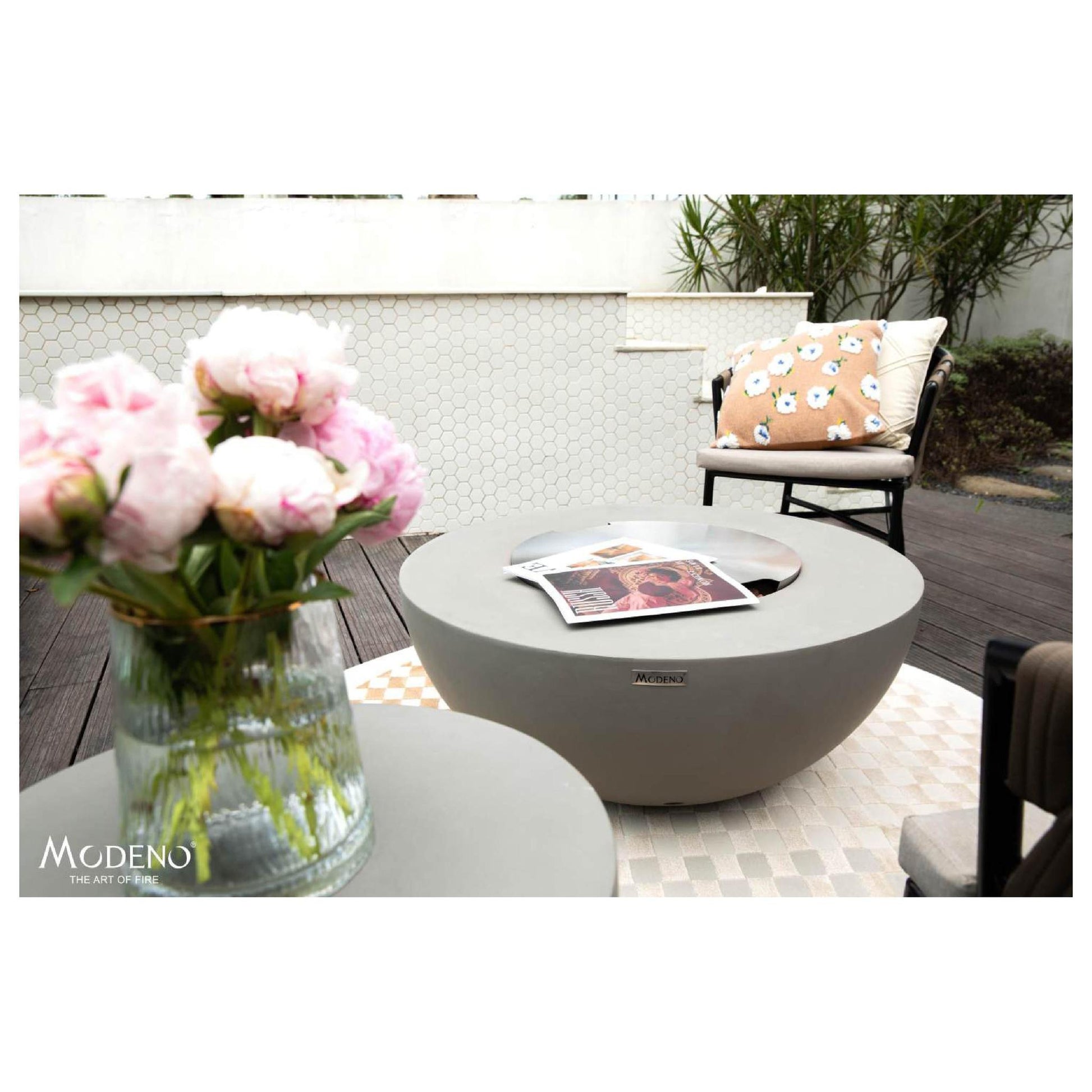 Modeno Roca 34" Gray Bowl Concrete Liquid Propane Fire Table