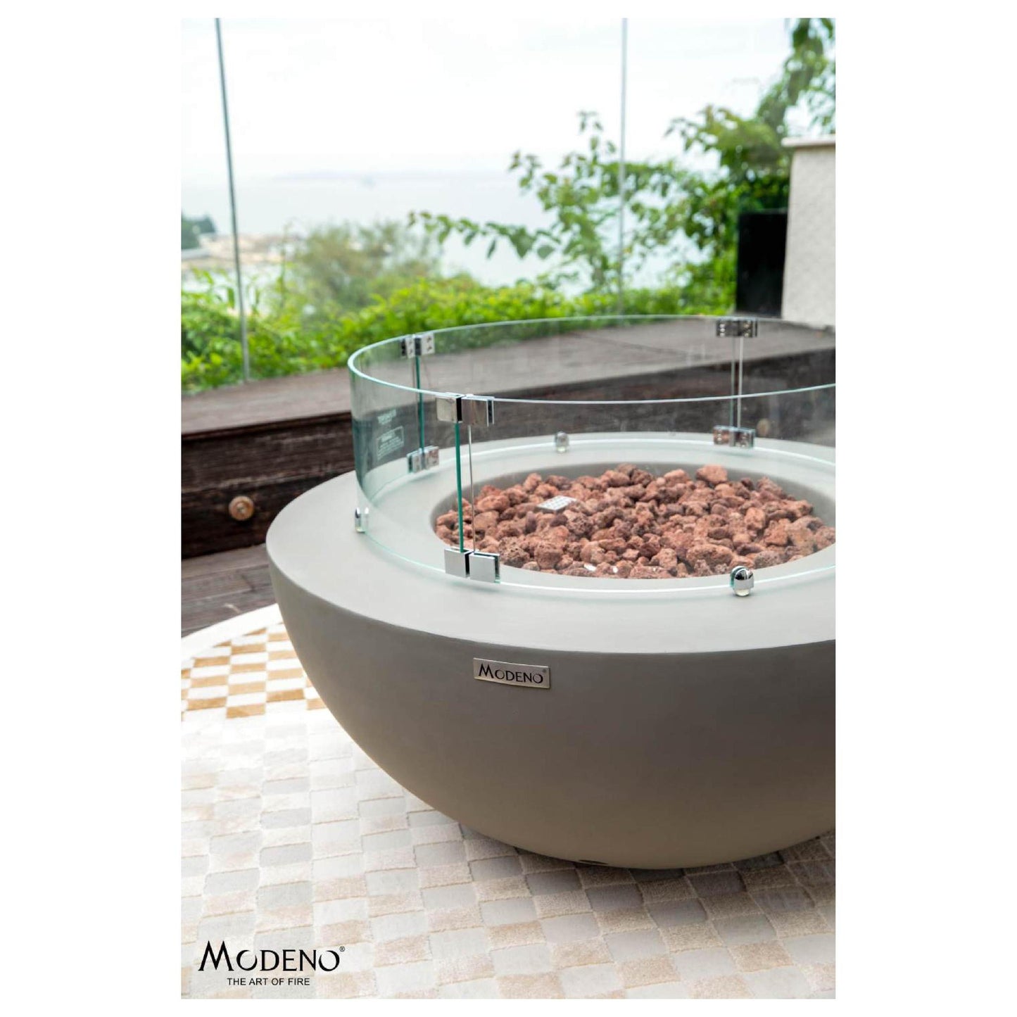 Modeno Roca 34" Gray Bowl Concrete Liquid Propane Fire Table
