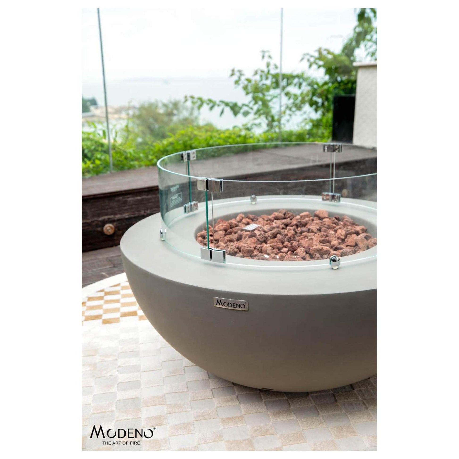 Modeno Roca 34" Gray Bowl Concrete Liquid Propane Fire Table