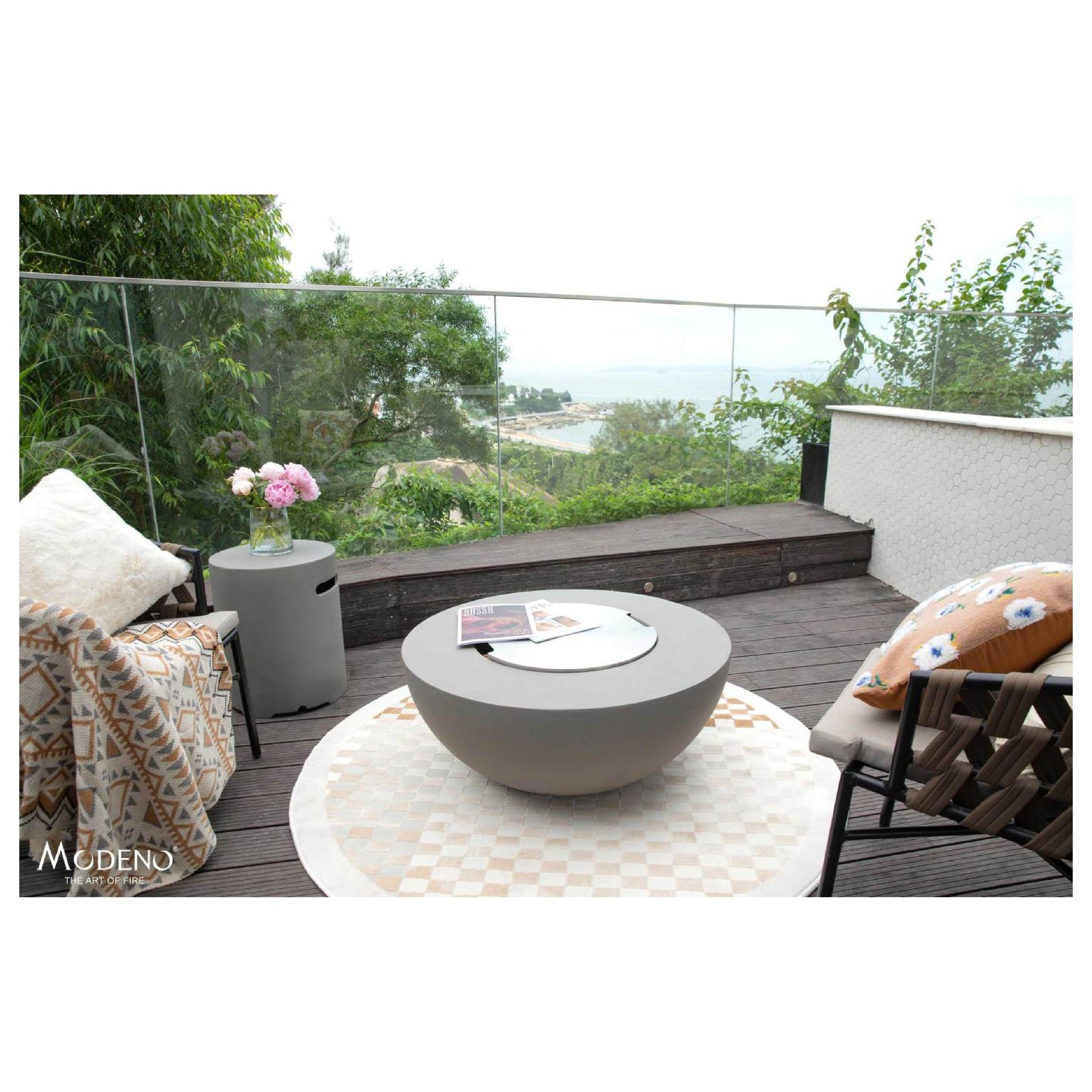 Modeno Roca 34" Gray Bowl Concrete Liquid Propane Fire Table