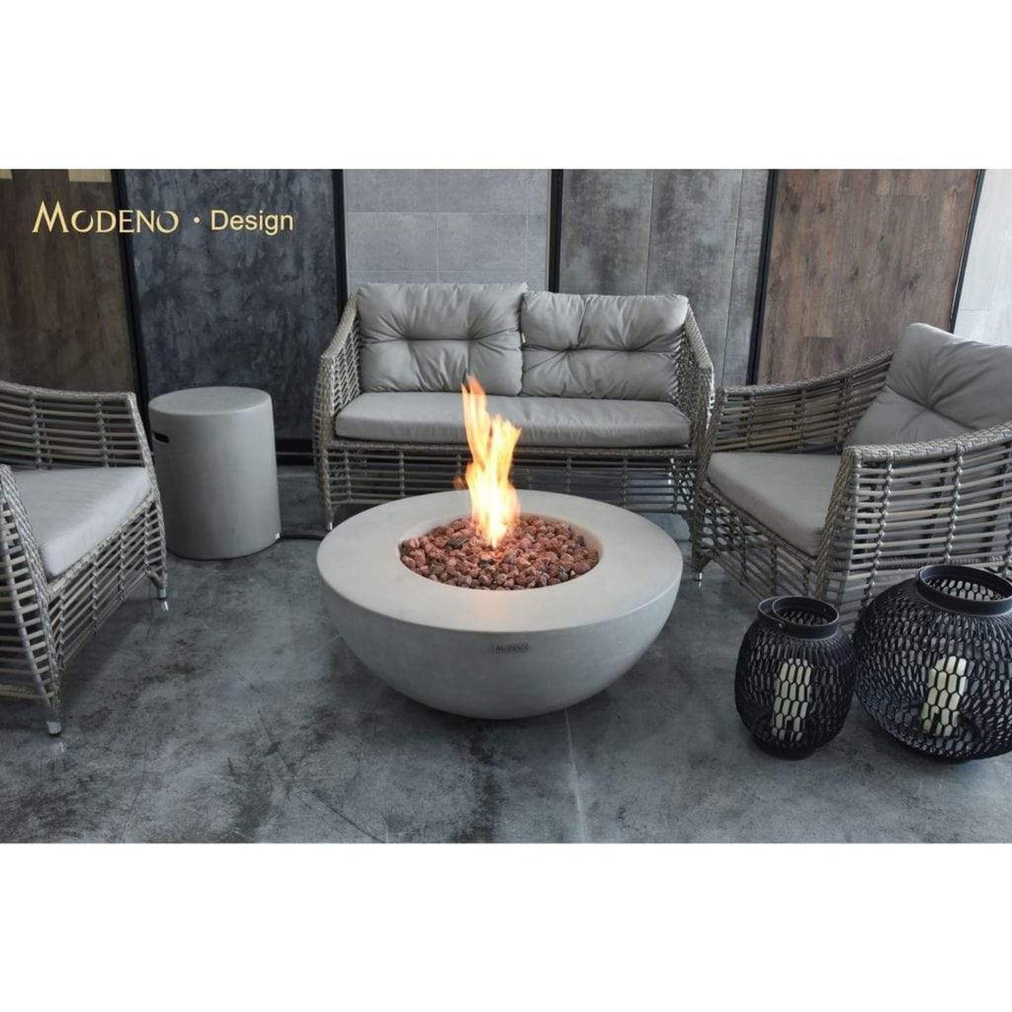 Modeno Roca 34" Gray Bowl Concrete Natural Gas Fire Table