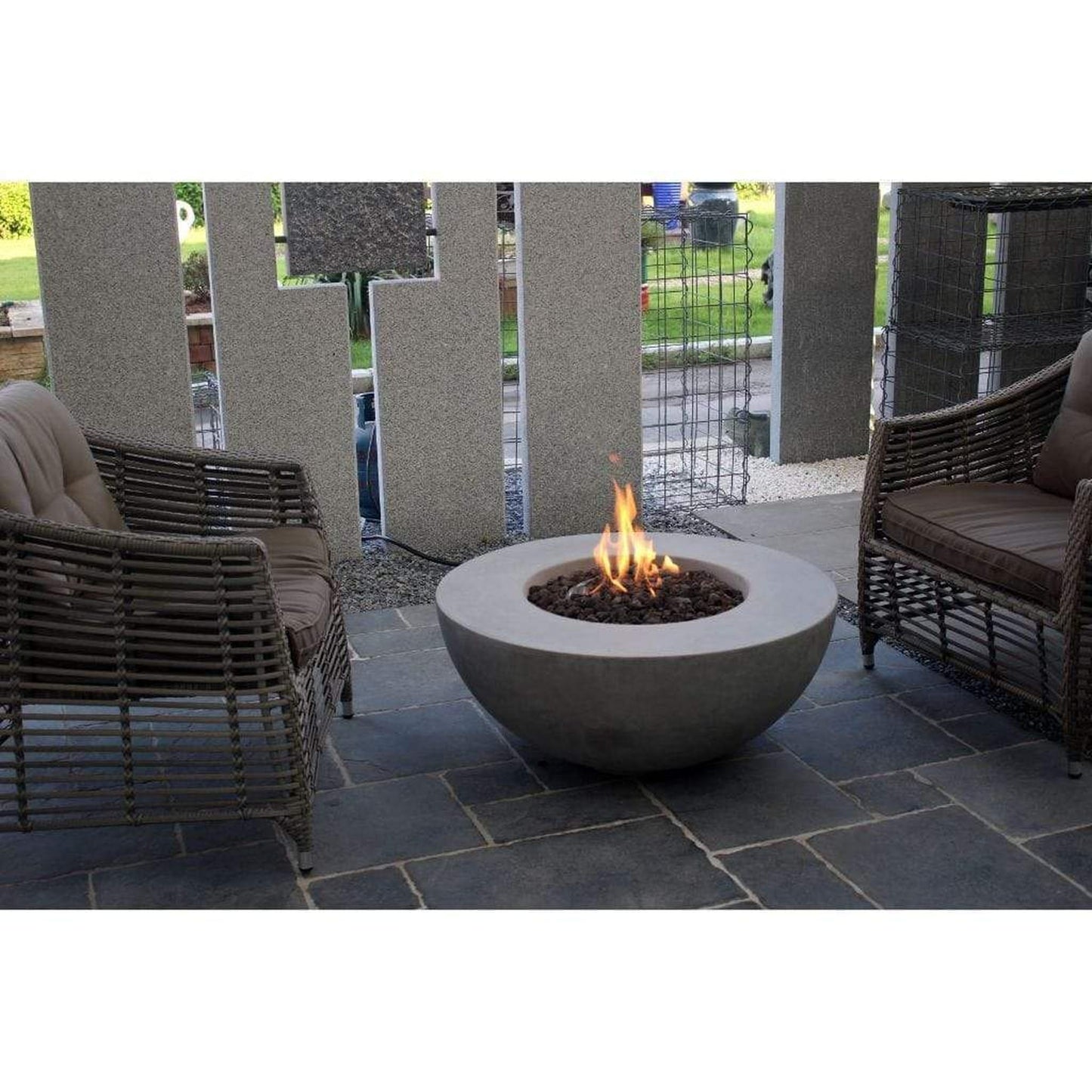 Modeno Roca 34" Gray Bowl Concrete Natural Gas Fire Table