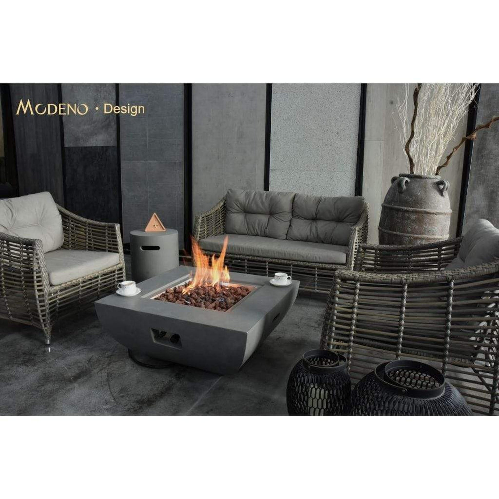 Modeno Westport 34" Gray Square Liquid Propane Fire Bowl