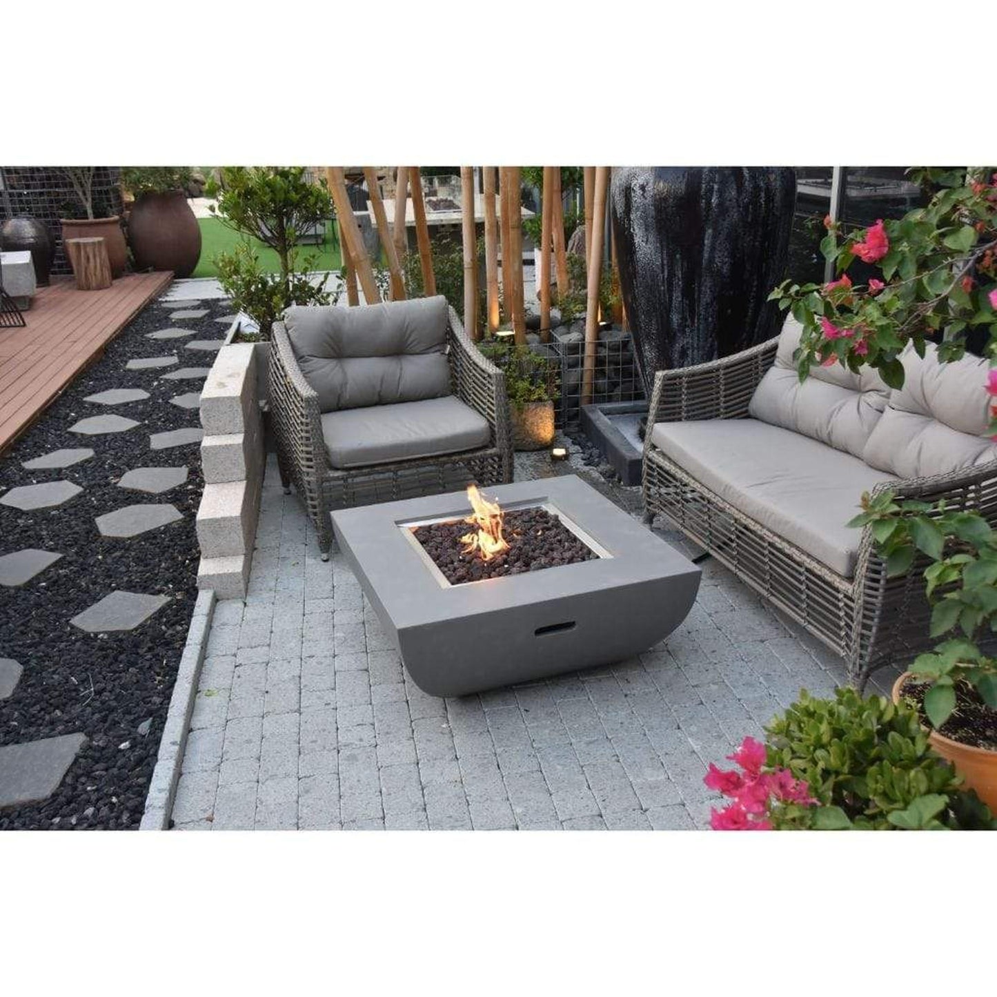 Modeno Westport 34" Gray Square Liquid Propane Fire Bowl