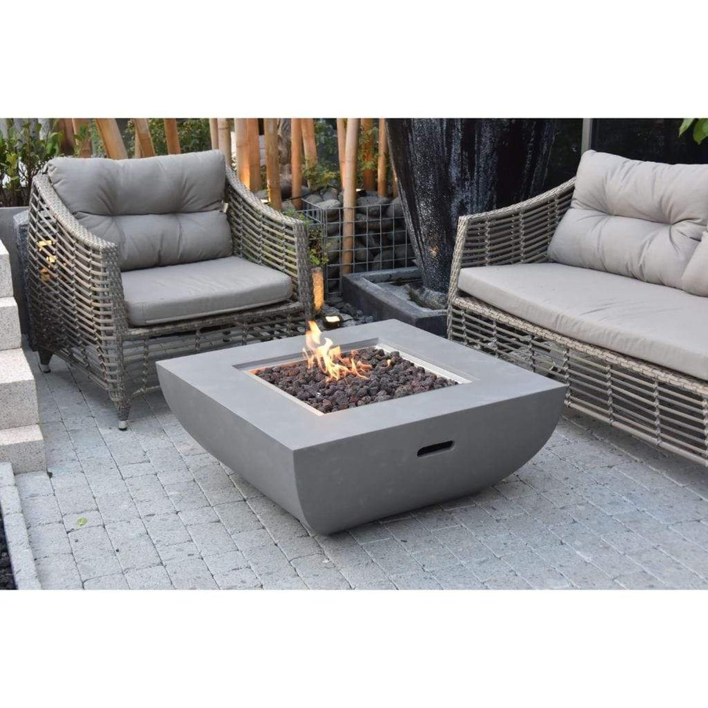 Modeno Westport 34" Gray Square Liquid Propane Fire Bowl