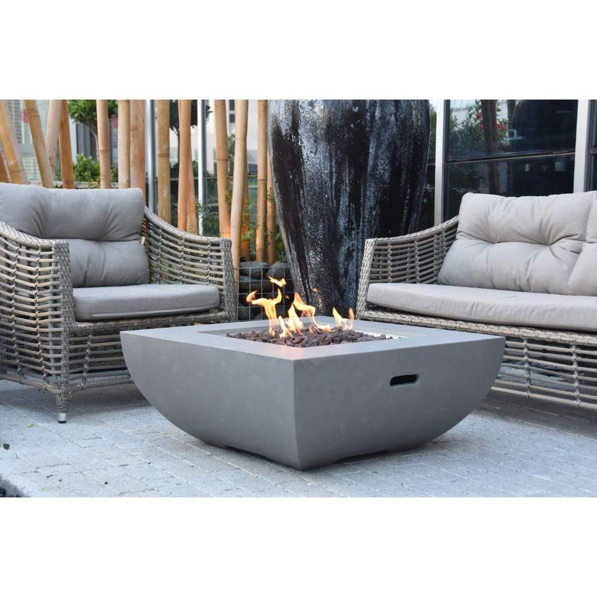 Modeno Westport 34" Gray Square Liquid Propane Fire Bowl