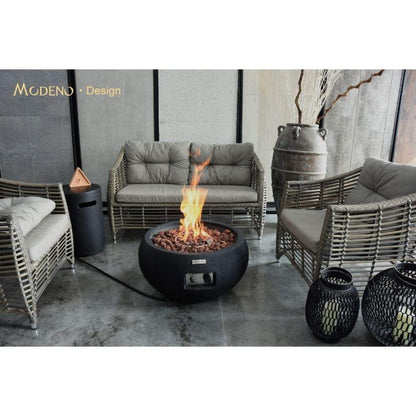 Modeno York 27" Black Concrete Natural Gas Fire Bowl