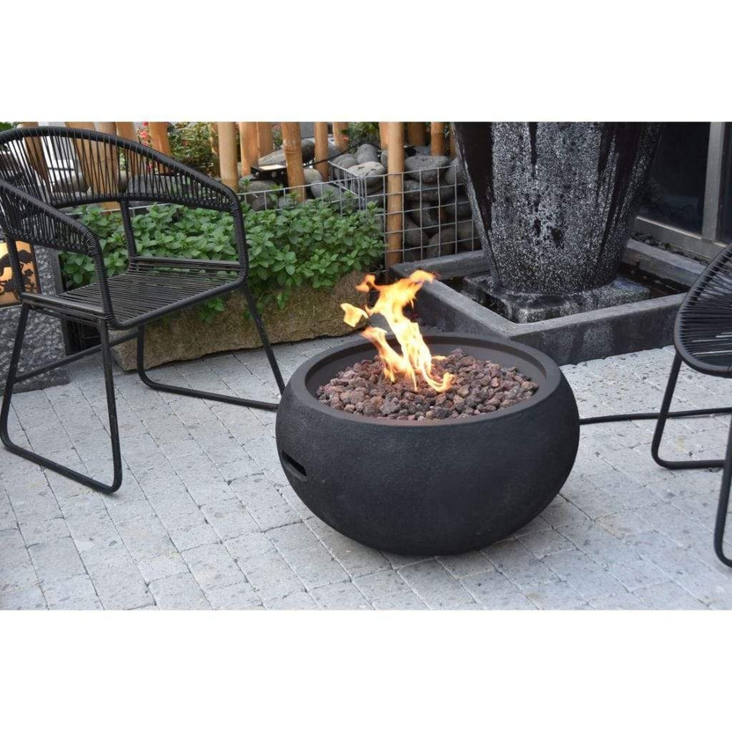 Modeno York 27" Black Concrete Natural Gas Fire Bowl
