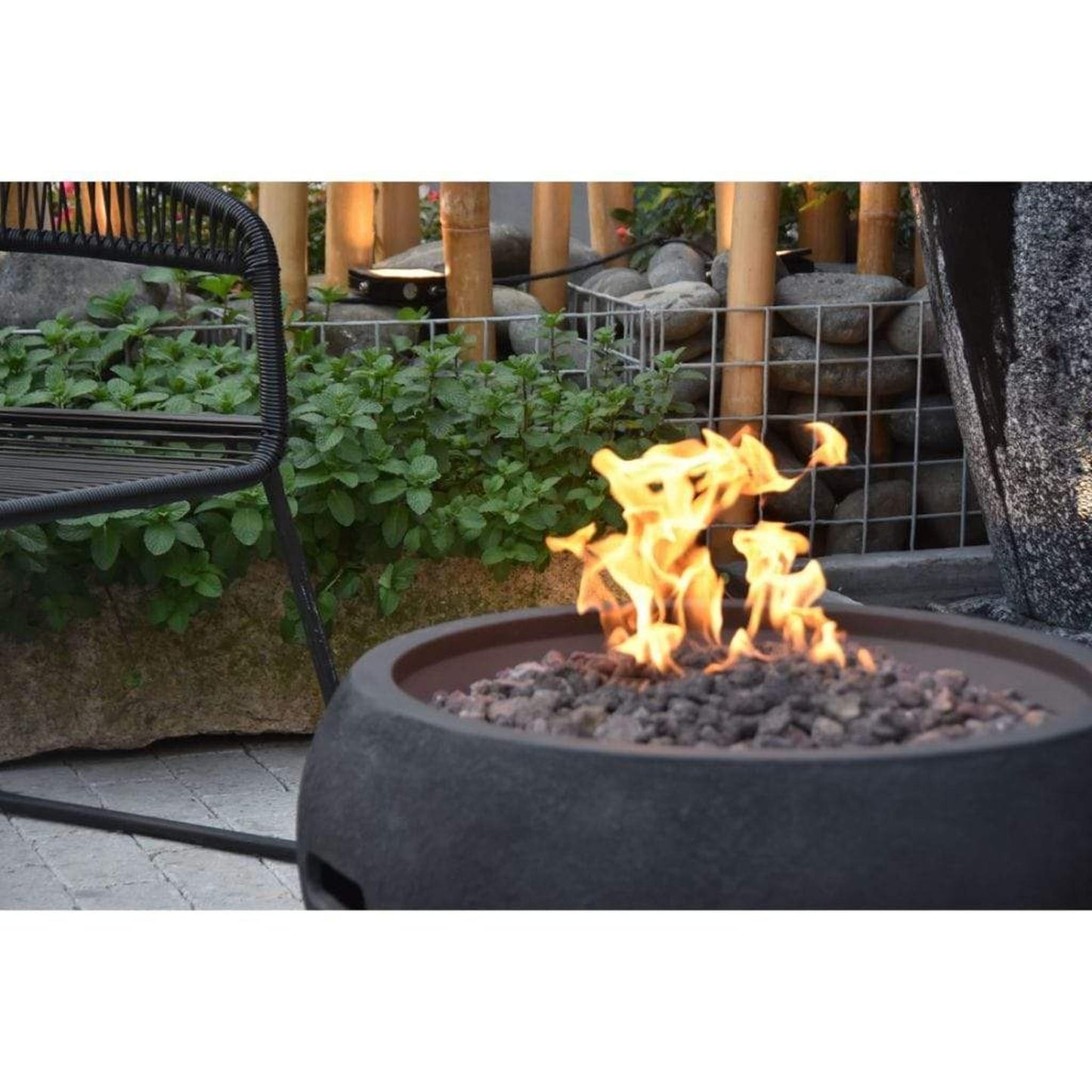 Modeno York 27" Black Concrete Natural Gas Fire Bowl